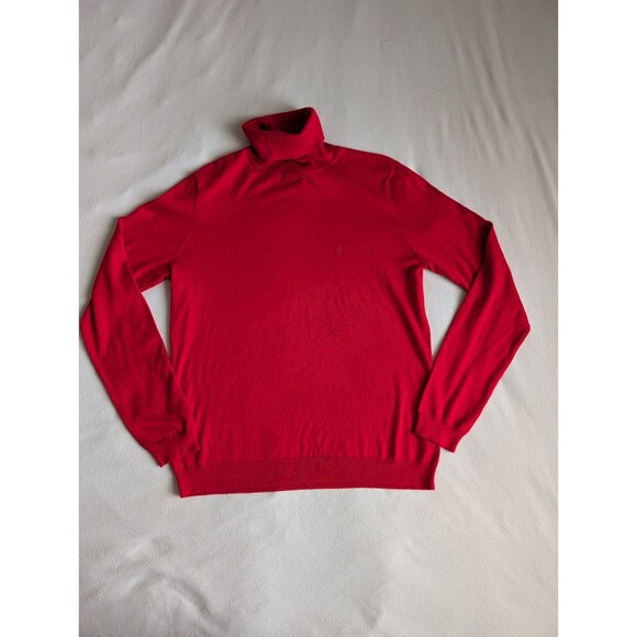Lauren Ralph Lauren Turtleneck Silk Cotton Blend Sweater Shirt Red Size Large - Picture 1 of 8